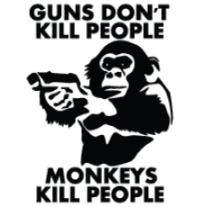 Наклейка «Guns Don't Kill People Monkeys Do»