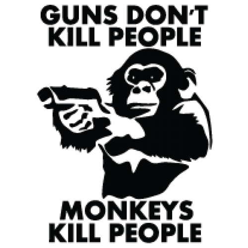 Наклейка «Guns Don't Kill People Monkeys Do»