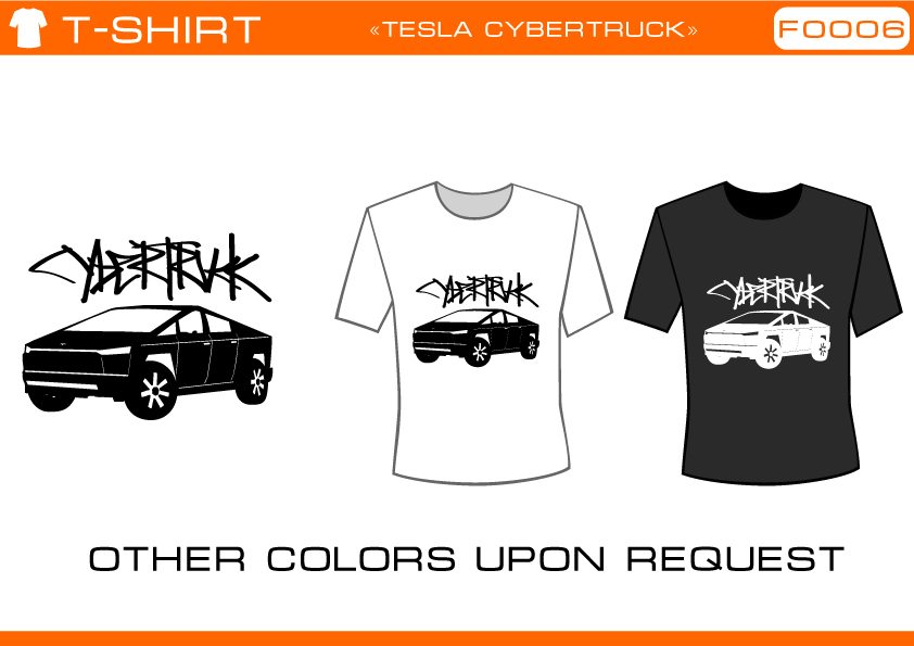 Tesla CYBERTRUCK T-Shirt Unisex Top S - XXL Black White ...